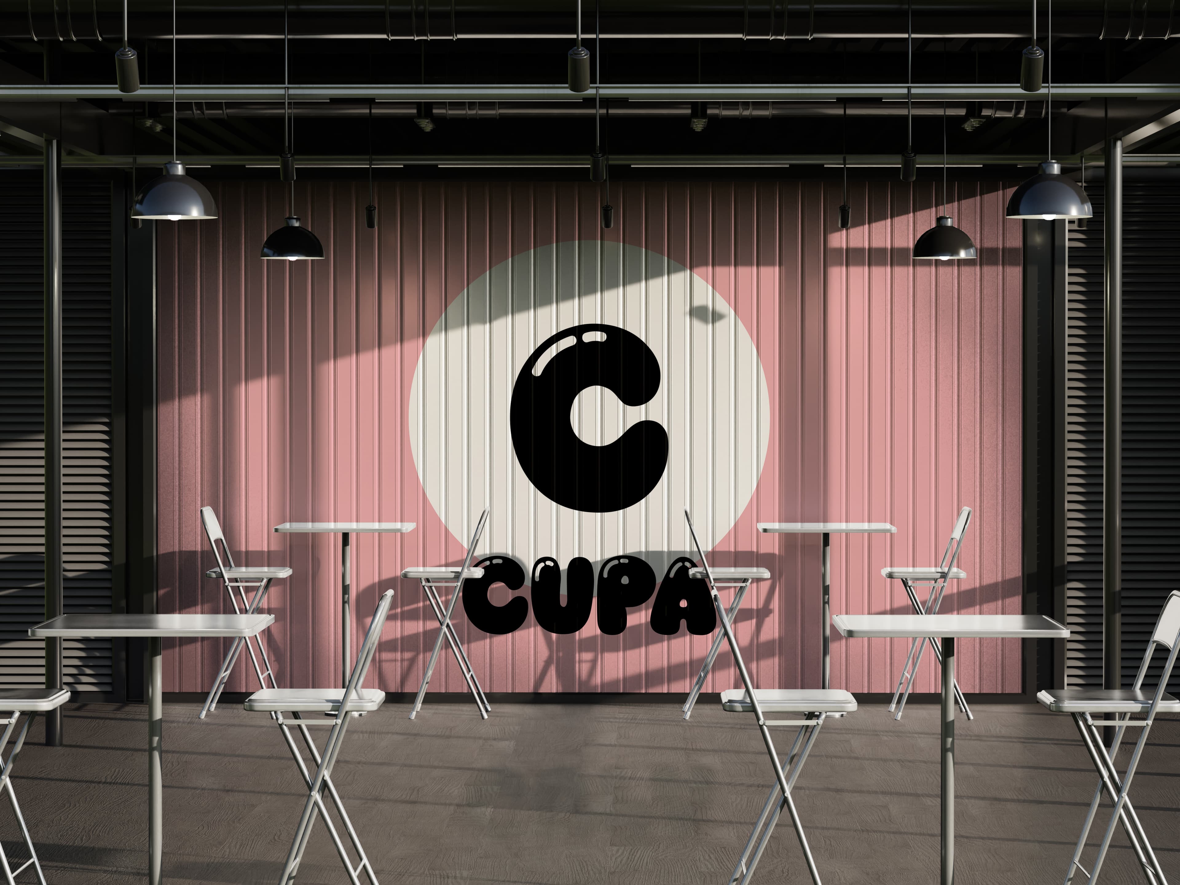 CUPA interior wall branding mockup